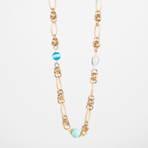 Collana Occhio di Gatto, Giada e Topazio Azzurro