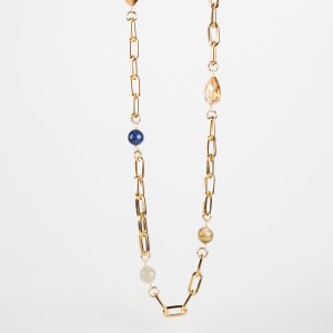 Collana Occhio di Tigre, Cristallo, Pietra di Luna e Lapislazzuli