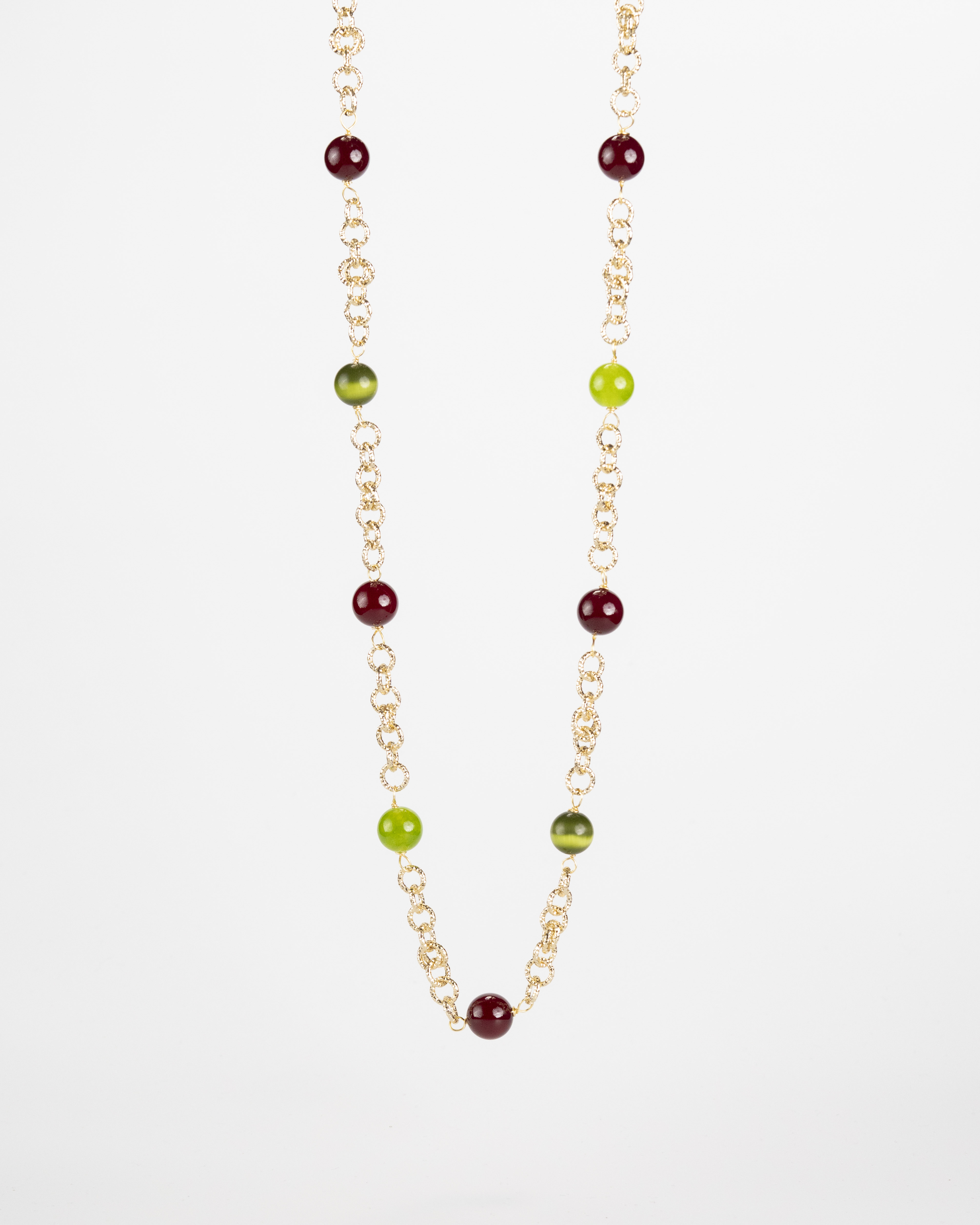 Collana con Occhio di Gatto, Giada e Agata Amarena