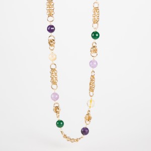 Collana con Ametiste, Giada e Quarzo