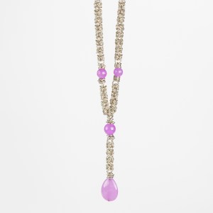 Girocollo Modello Cravattino Maglia Bizantina Brillantata e Giada