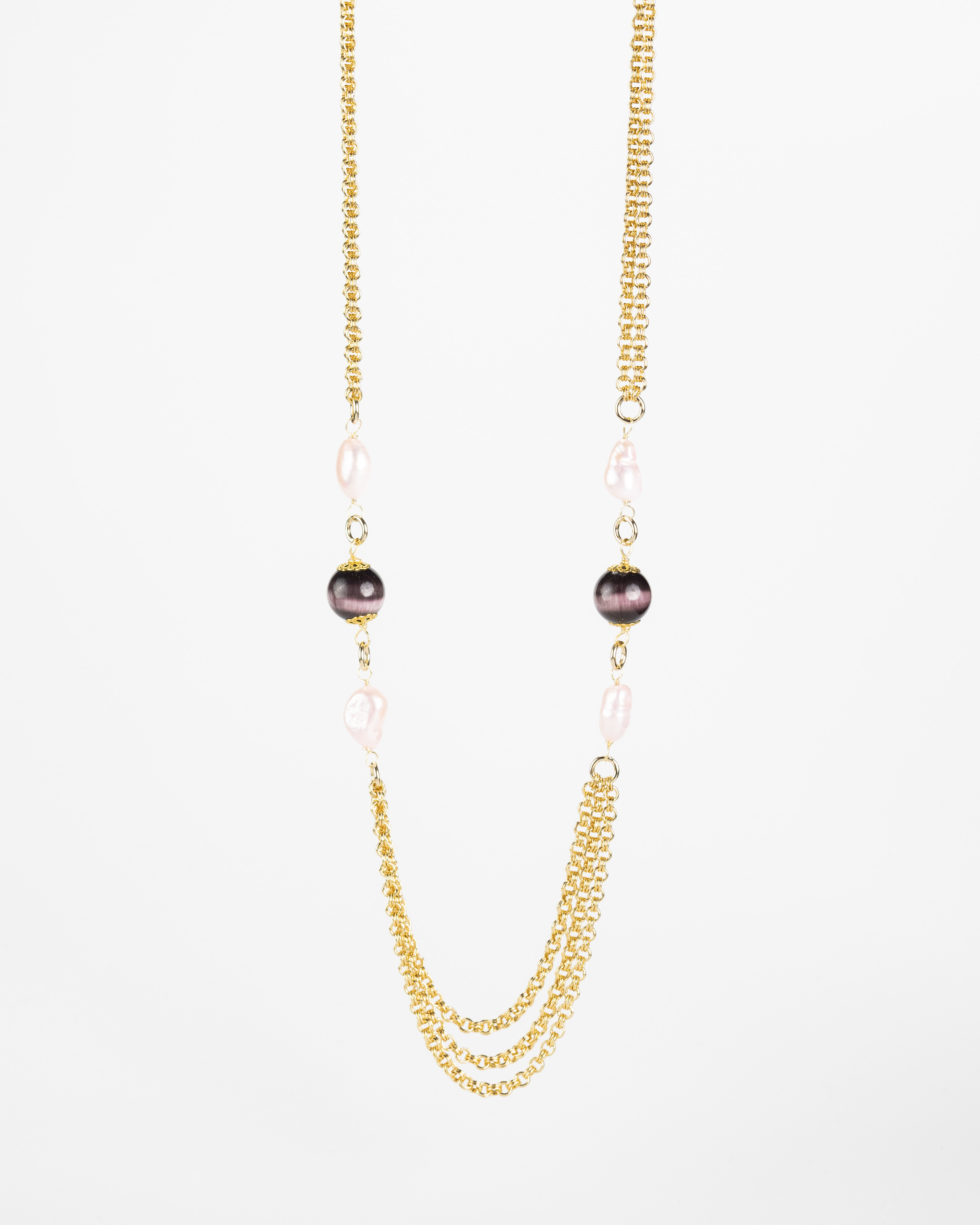 Collana con Occhio di Gatto e Perle