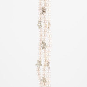 Bracciale Triplo Filo Perle Vere Coltivate 10-11mm e Stelle Marine Piccole